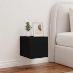 Mobili TV a Parete con Luci LED 2pz Neri 30,5x35x30 cm