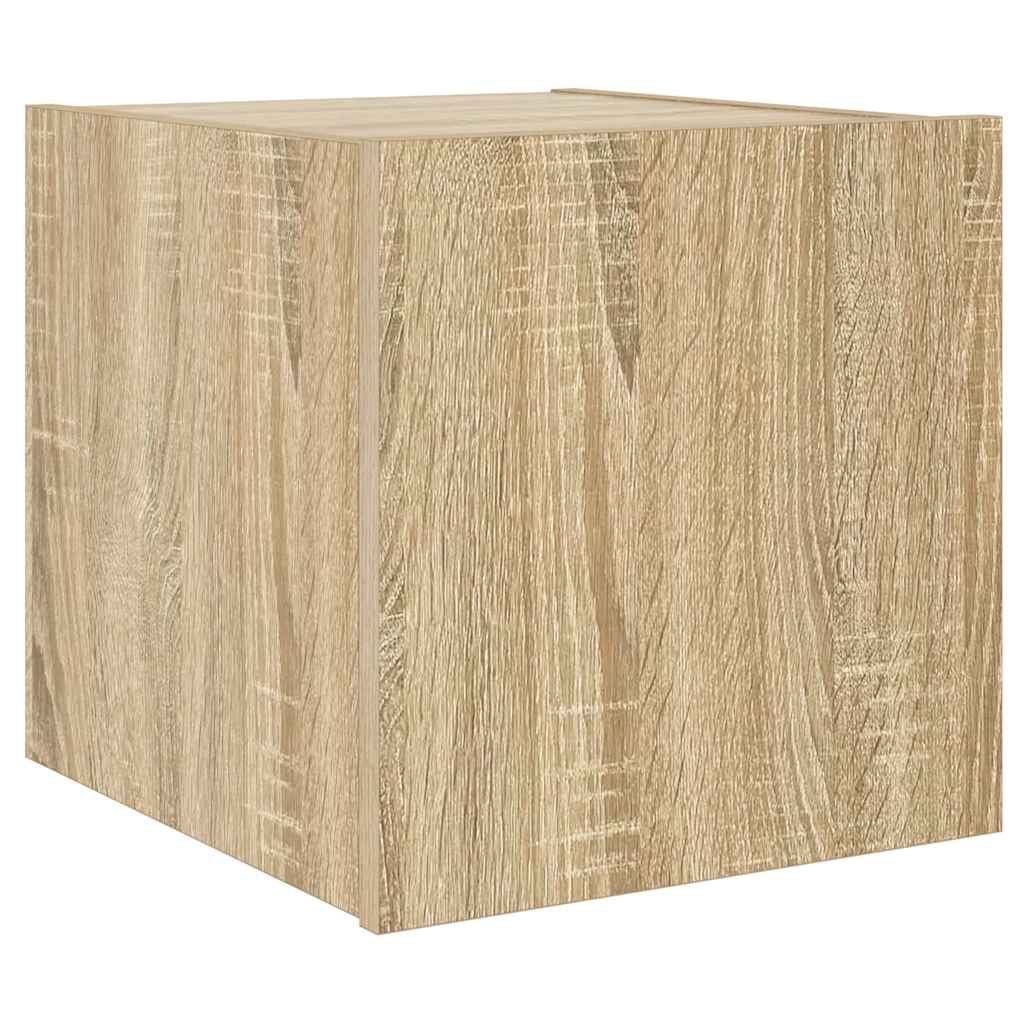 Mobile TV a Parete con Luci LED Rovere Sonoma 30,5x35x80 cm