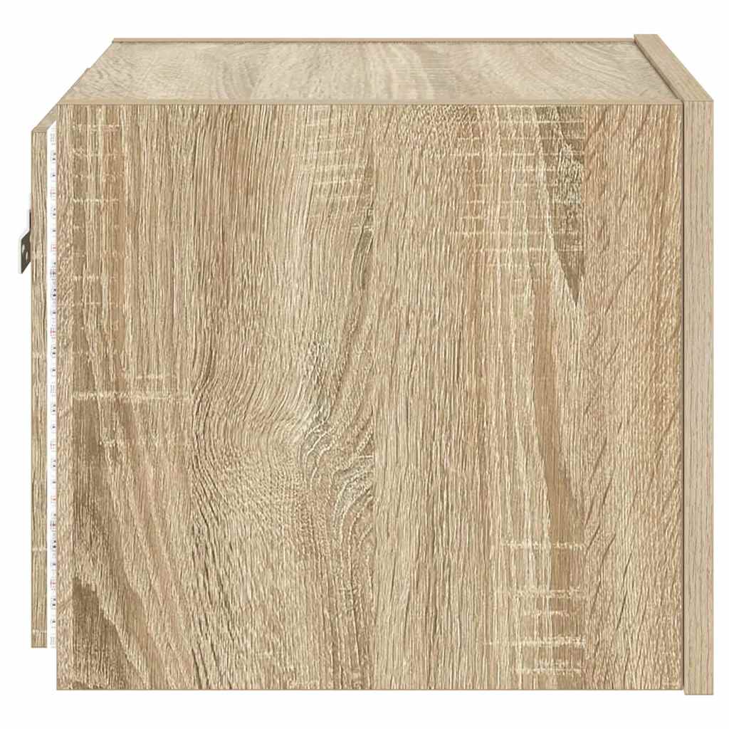 Mobile TV a Parete con Luci LED Rovere Sonoma 30,5x35x80 cm