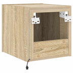 Mobile TV a Parete con Luci LED Rovere Sonoma 30,5x35x80 cm