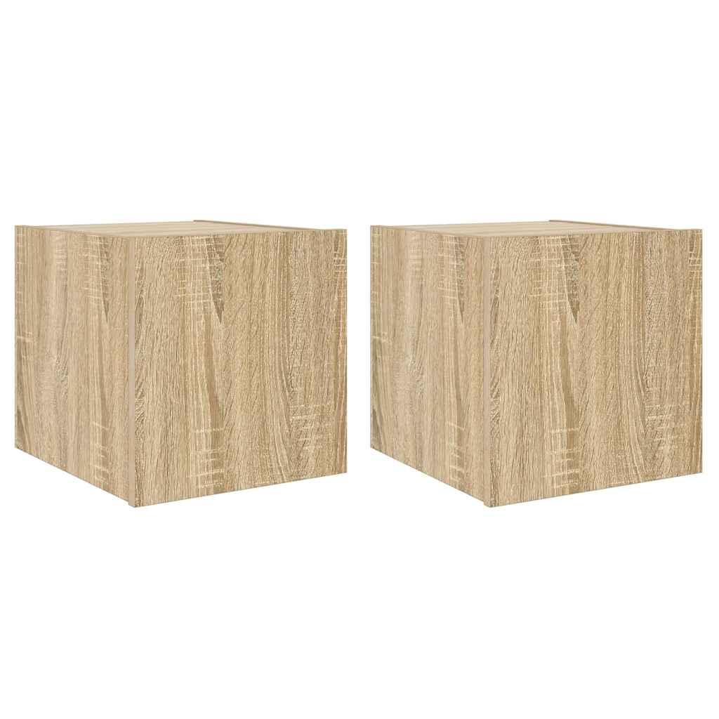 Mobili TV a Parete con Luci LED 2pz Rovere Sonoma 30,5x35x30 cm