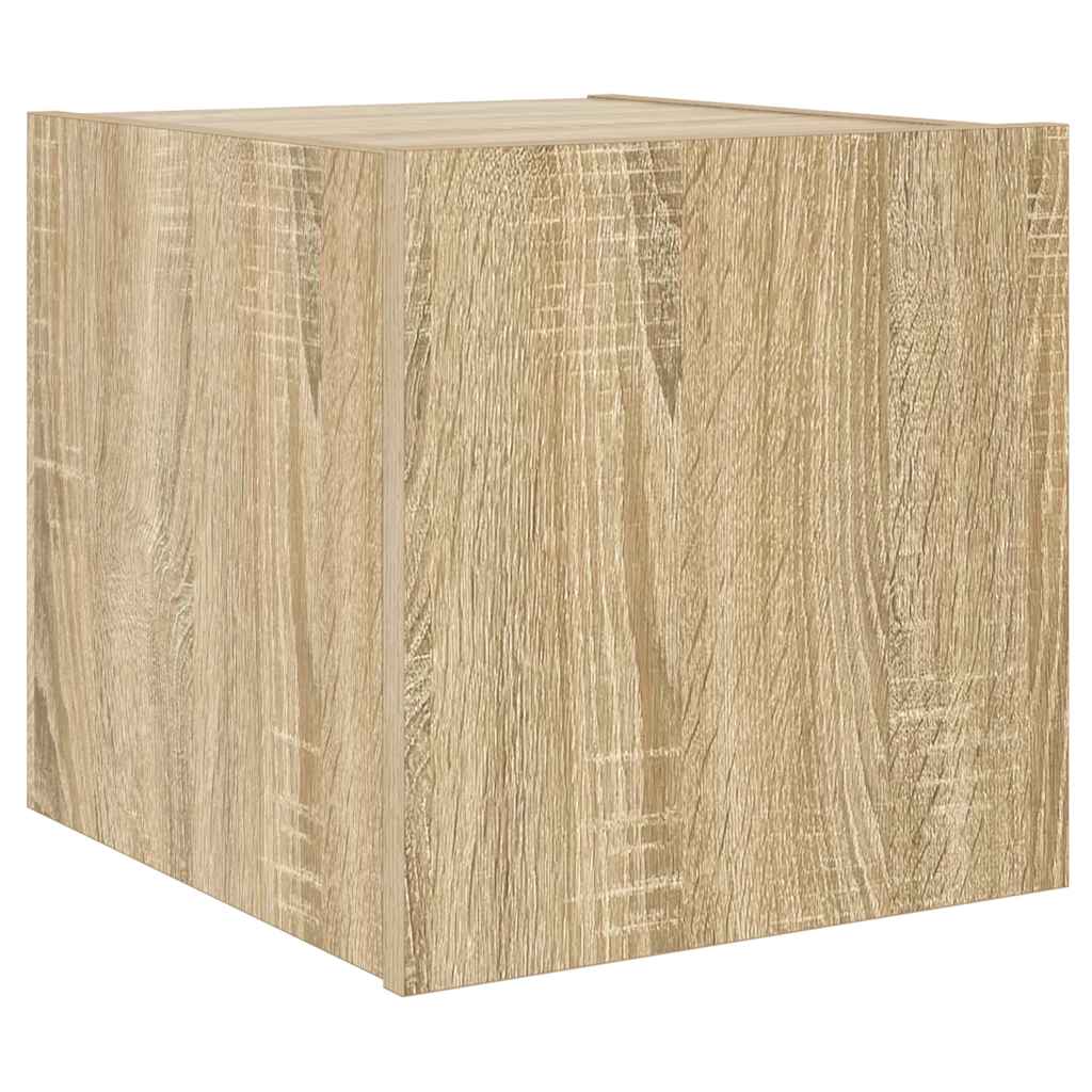 Mobili TV a Parete con Luci LED 2pz Rovere Sonoma 30,5x35x30 cm