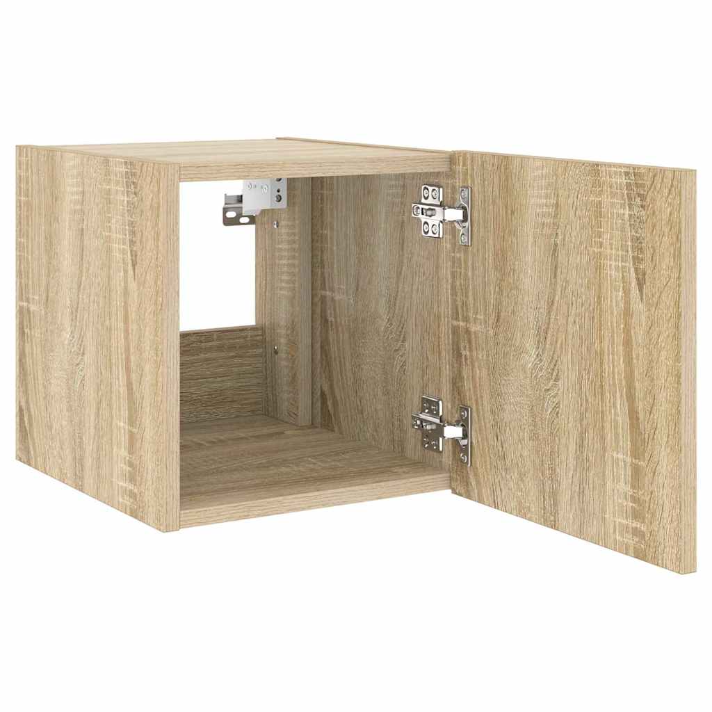 Mobili TV a Parete con Luci LED 2pz Rovere Sonoma 30,5x35x30 cm