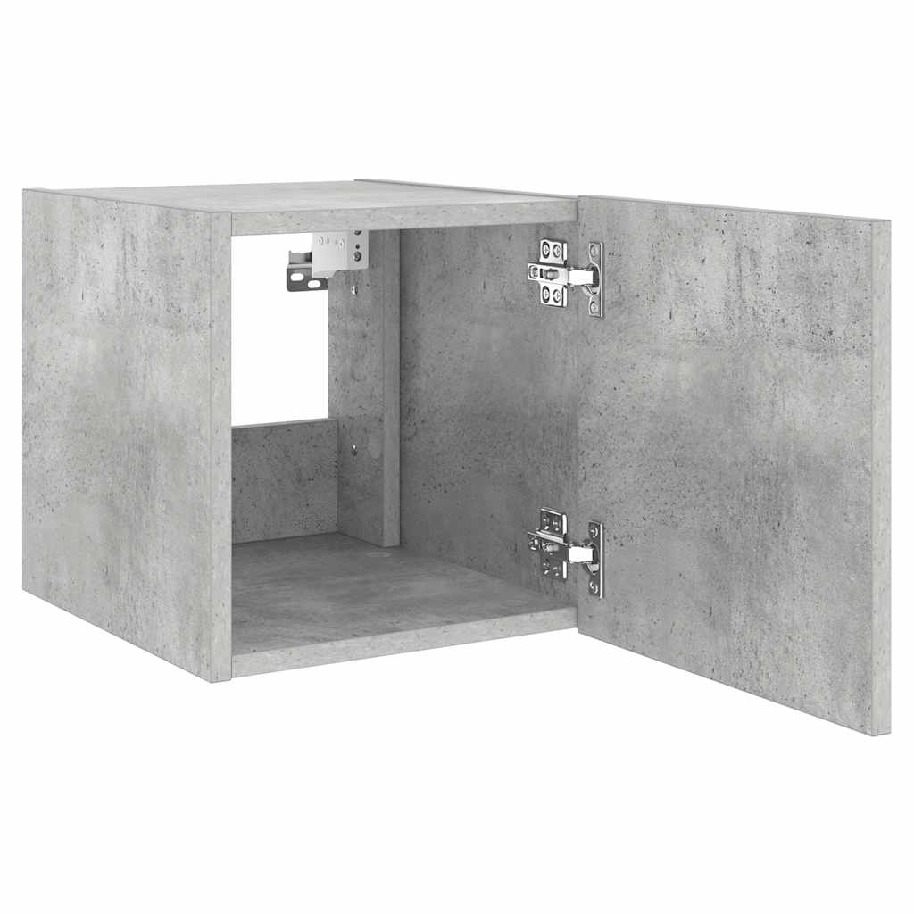 Mobile TV a Parete con Luci LED Grigio Cemento 30,5x35x30 cm