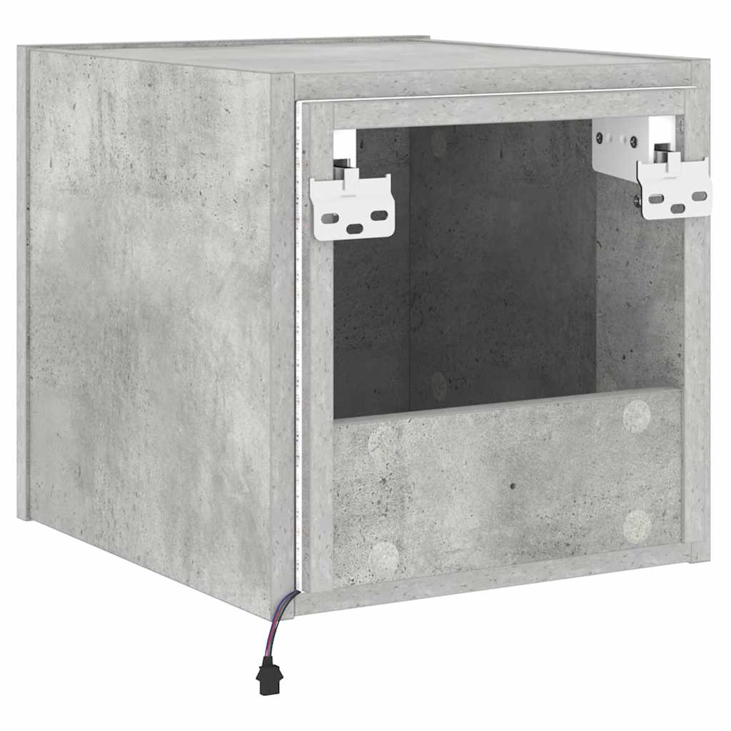 Mobile TV a Parete con Luci LED Grigio Cemento 30,5x35x30 cm
