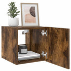 Mobile TV a Parete con Luci LED Rovere Fumo 30,5x35x30 cm