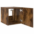 Mobile TV a Parete con Luci LED Rovere Fumo 30,5x35x30 cm