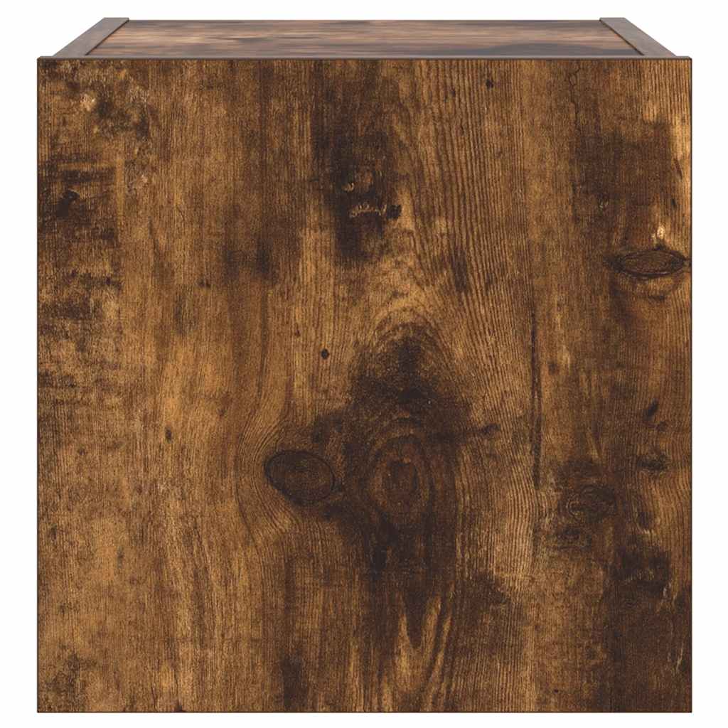 Mobile TV a Parete con Luci LED Rovere Fumo 30,5x35x30 cm