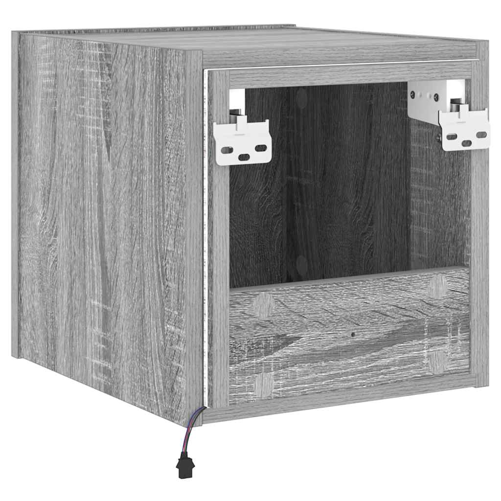 Mobile TV a Parete con Luci LED Grigio Sonoma 30,5x35x30 cm