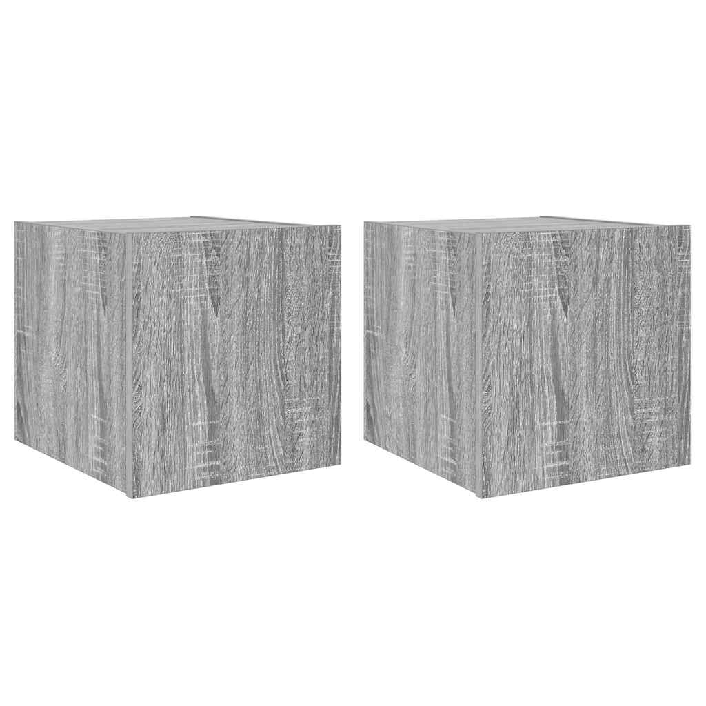 Mobili TV a Parete con Luci LED 2pz Grigio Sonoma 30,5x35x30 cm