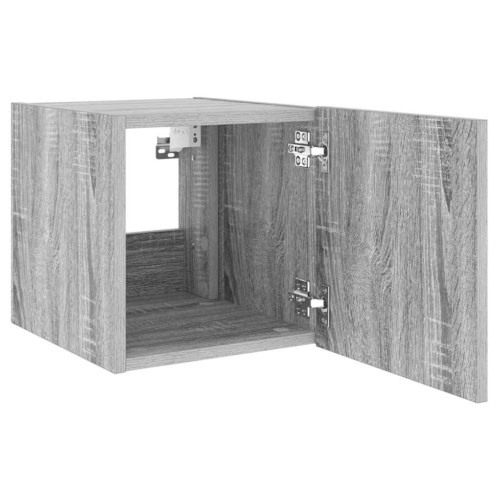 Mobili TV a Parete con Luci LED 2pz Grigio Sonoma 30,5x35x30 cm