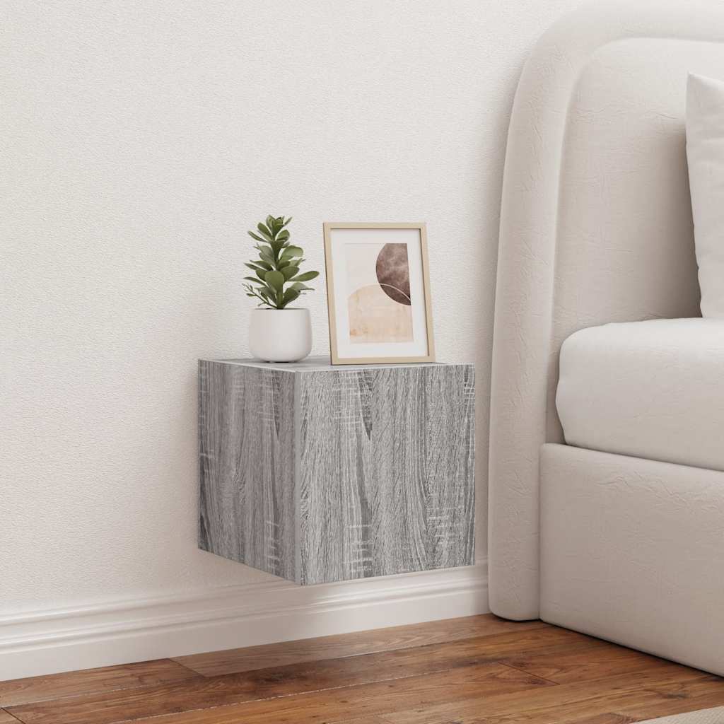 Mobili TV a Parete con Luci LED 2pz Grigio Sonoma 30,5x35x30 cm