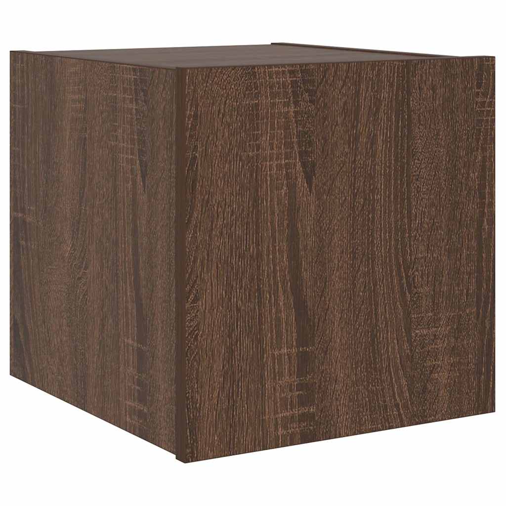 Mobile TV a Parete con Luci LED Rovere Marrone 30,5x35x30 cm