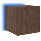 Mobile TV a Parete con Luci LED Rovere Marrone 30,5x35x30 cm