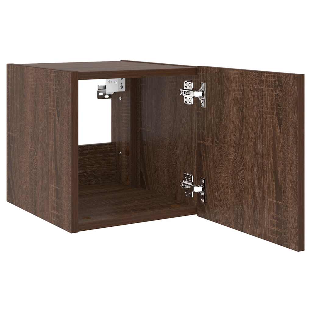 Mobile TV a Parete con Luci LED Rovere Marrone 30,5x35x30 cm