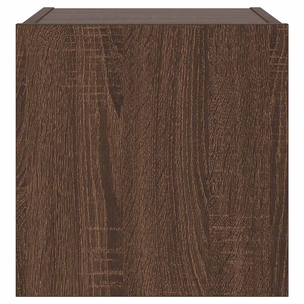 Mobile TV a Parete con Luci LED Rovere Marrone 30,5x35x30 cm