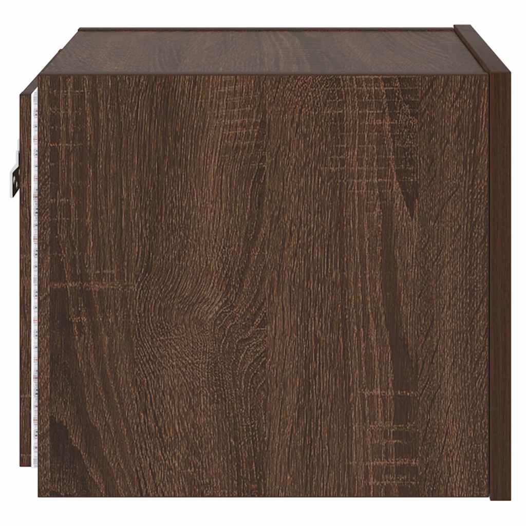 Mobile TV a Parete con Luci LED Rovere Marrone 30,5x35x30 cm