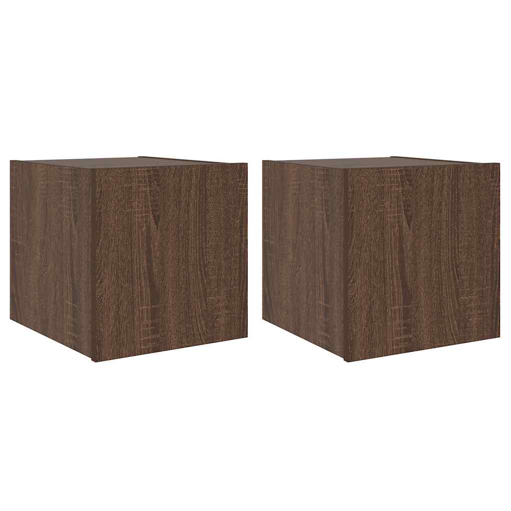 Mobili TV a Parete con Luci LED 2pz Rovere Marrone 30,5x35x30cm