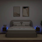 Mobili TV a Parete con Luci LED 2pz Rovere Marrone 30,5x35x30cm