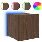 Mobili TV a Parete con Luci LED 2pz Rovere Marrone 30,5x35x30cm