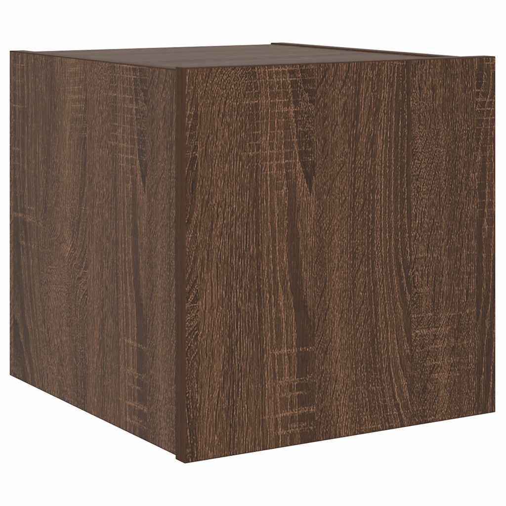 Mobili TV a Parete con Luci LED 2pz Rovere Marrone 30,5x35x30cm