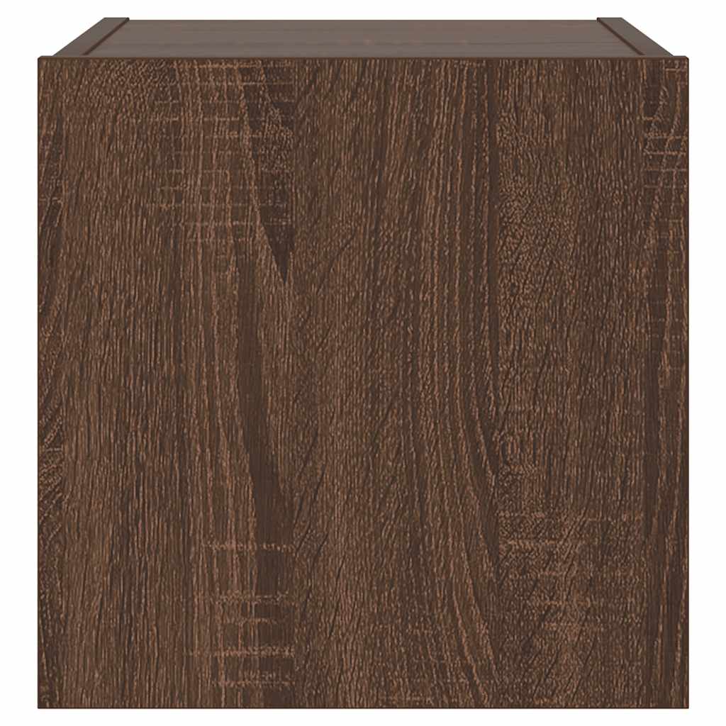 Mobili TV a Parete con Luci LED 2pz Rovere Marrone 30,5x35x30cm