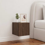 Mobili TV a Parete con Luci LED 2pz Rovere Marrone 30,5x35x30cm