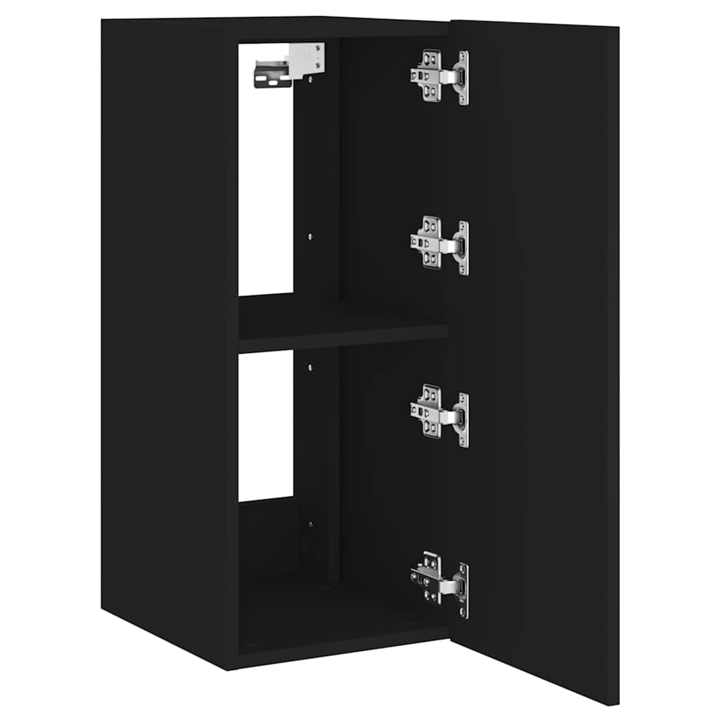 Mobile TV a Parete con Luci LED Nero 30,5x35x70 cm