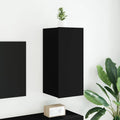 Mobile TV a Parete con Luci LED Nero 30,5x35x70 cm
