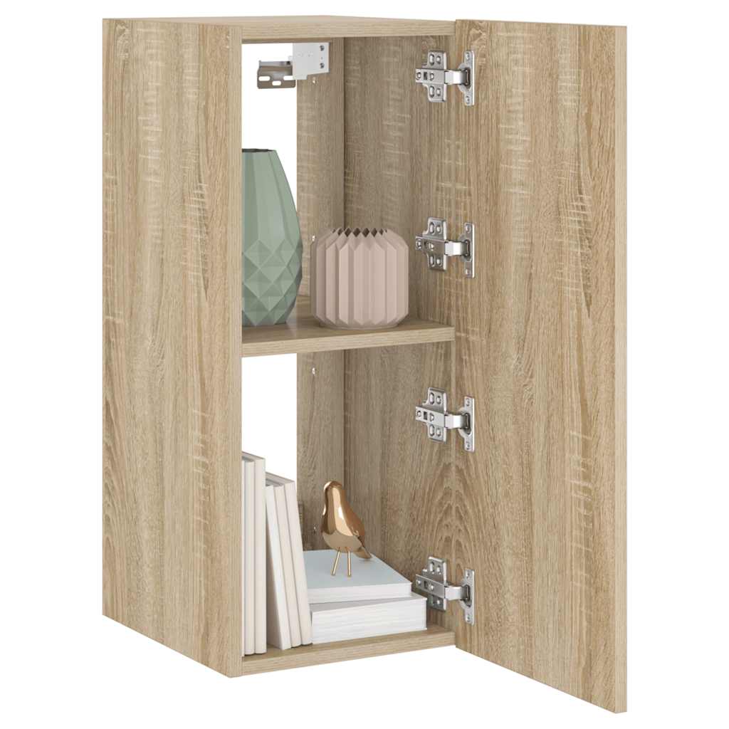 Mobile TV a Parete con Luci LED Rovere Sonoma 30,5x35x70 cm