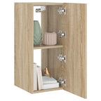 Mobile TV a Parete con Luci LED Rovere Sonoma 30,5x35x70 cm