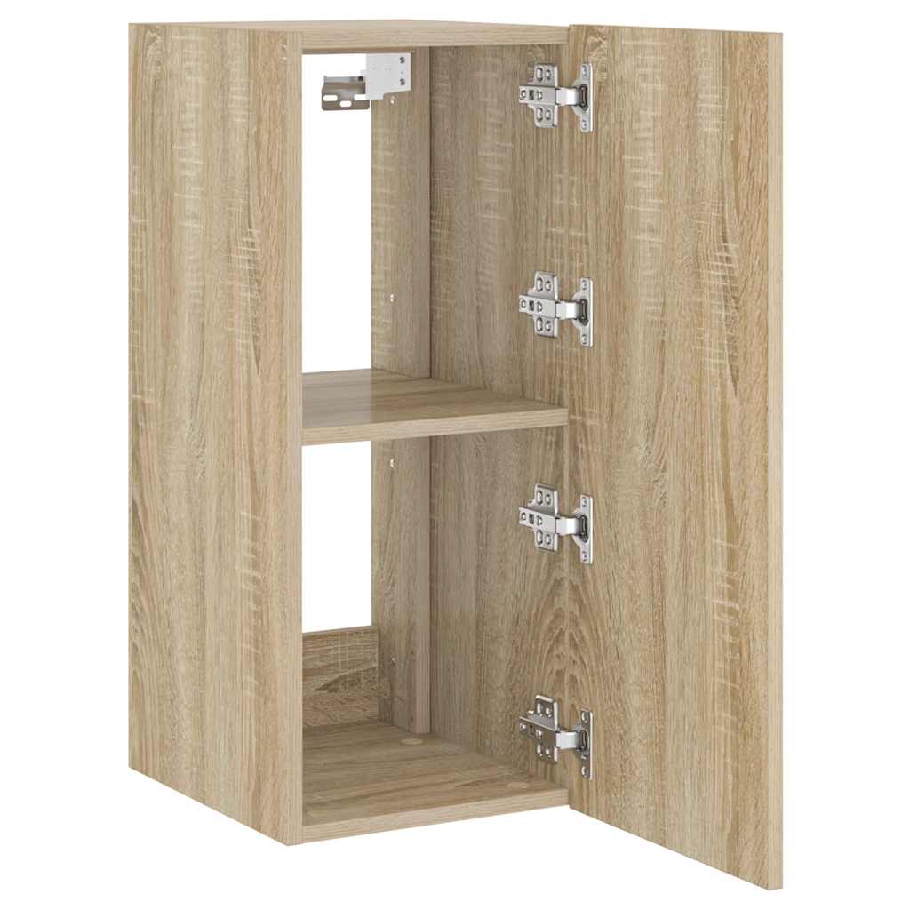 Mobile TV a Parete con Luci LED Rovere Sonoma 30,5x35x70 cm