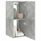 Mobile TV a Parete con Luci LED Grigio Cemento 30,5x35x70 cm