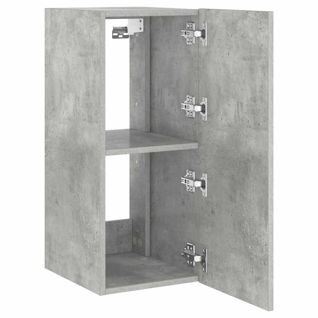 Mobile TV a Parete con Luci LED Grigio Cemento 30,5x35x70 cm