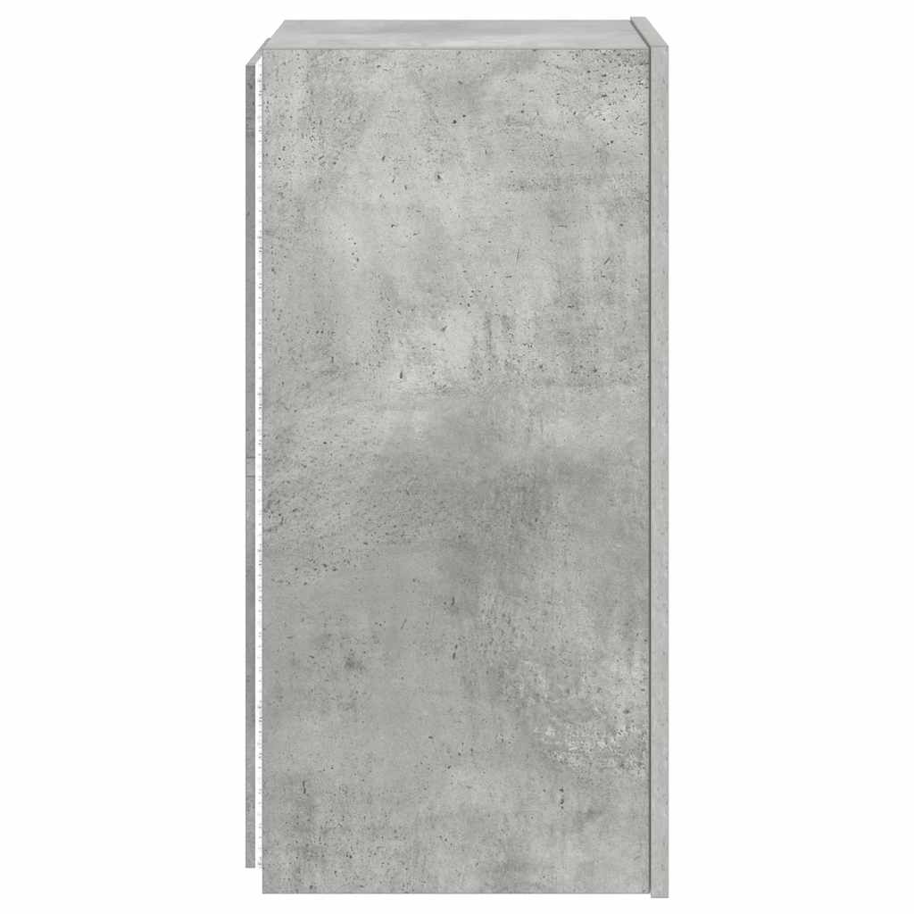 Mobile TV a Parete con Luci LED Grigio Cemento 30,5x35x70 cm
