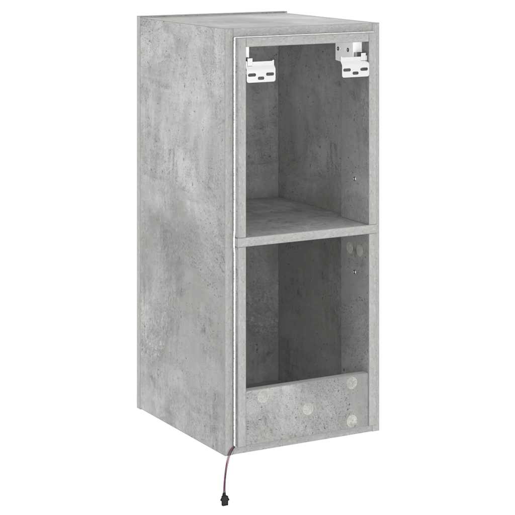 Mobile TV a Parete con Luci LED Grigio Cemento 30,5x35x70 cm