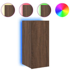 Mobile TV a Parete con Luci LED Rovere Marrone 30,5x35x70 cm