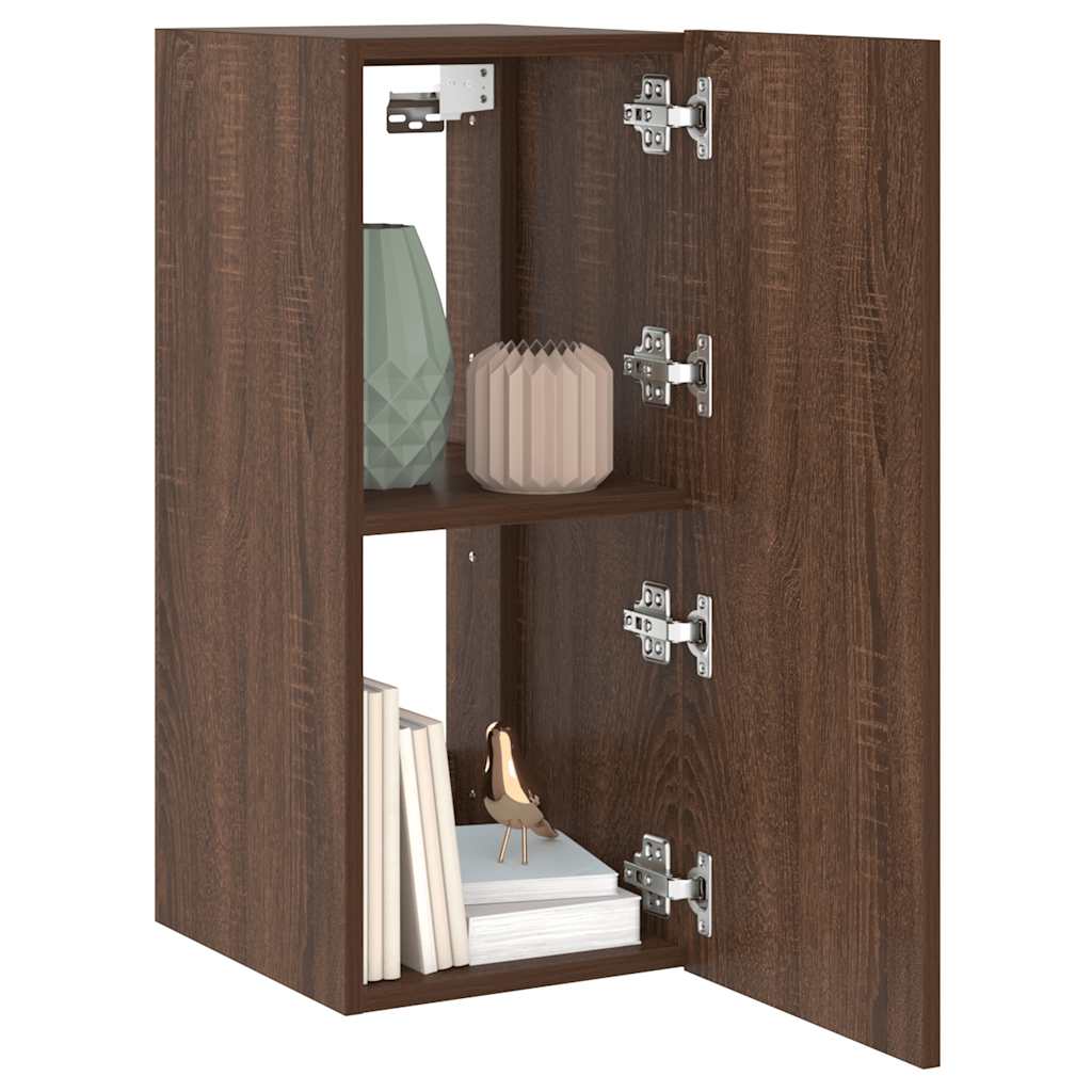 Mobile TV a Parete con Luci LED Rovere Marrone 30,5x35x70 cm
