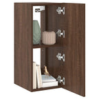 Mobile TV a Parete con Luci LED Rovere Marrone 30,5x35x70 cm