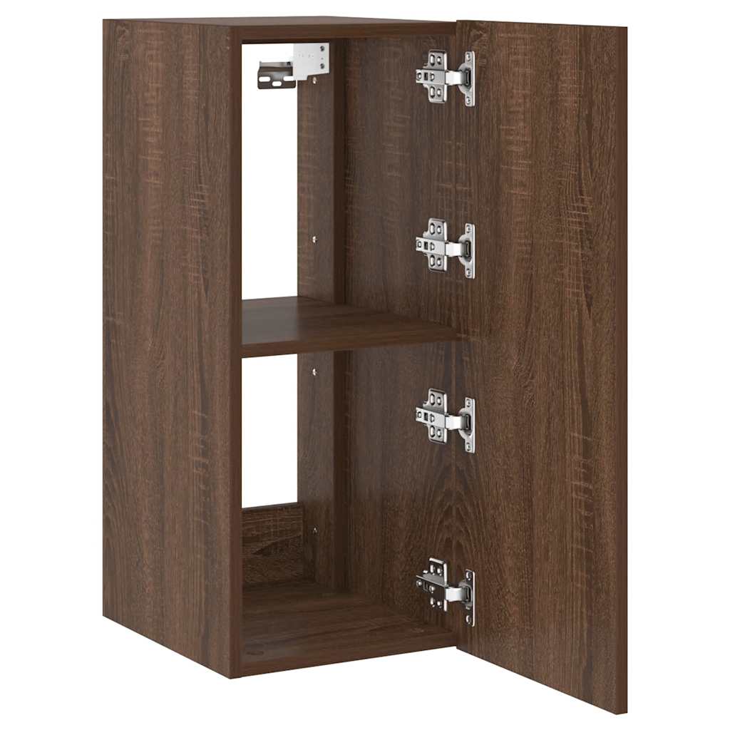 Mobile TV a Parete con Luci LED Rovere Marrone 30,5x35x70 cm