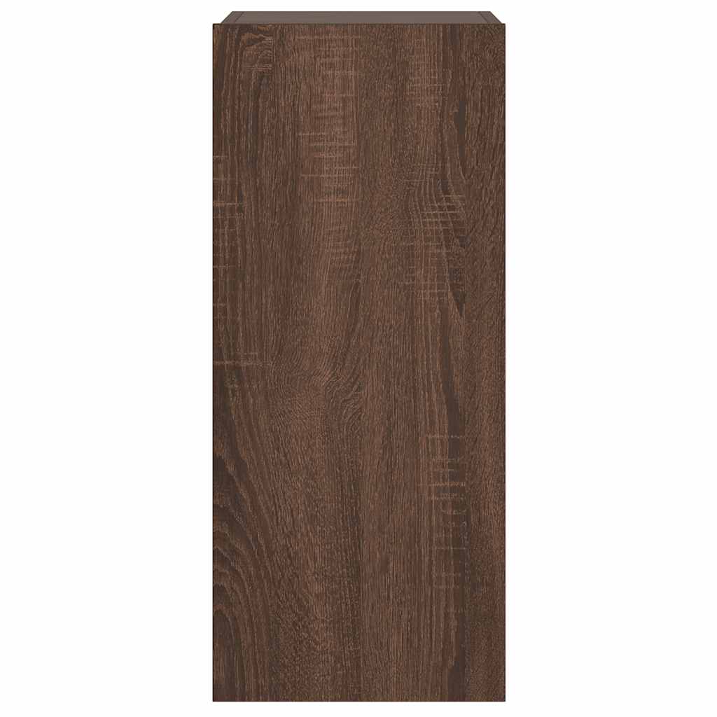 Mobile TV a Parete con Luci LED Rovere Marrone 30,5x35x70 cm