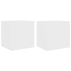 Mobili TV a Parete con Luci LED 2pz Bianchi 40,5x35x40 cm