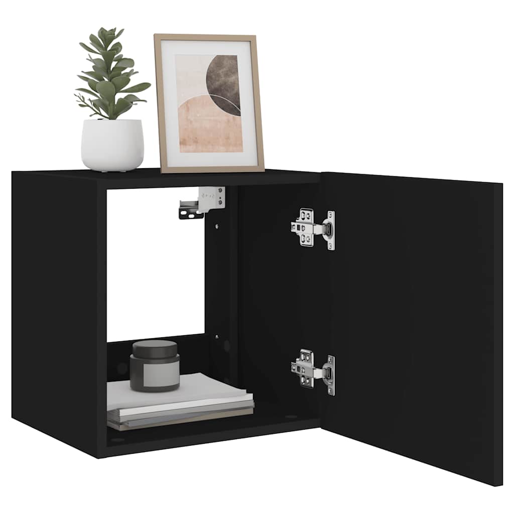 Mobile TV a Parete con Luci LED Nero 40,5x35x40 cm