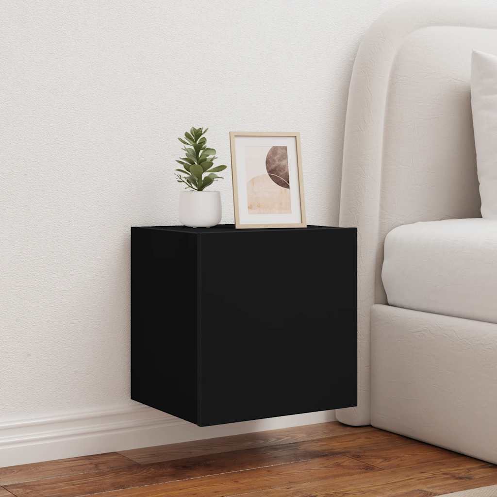 Mobile TV a Parete con Luci LED Nero 40,5x35x40 cm
