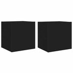 Mobili TV a Parete con Luci LED 2pz Neri 40,5x35x40 cm