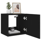 Mobili TV a Parete con Luci LED 2pz Neri 40,5x35x40 cm