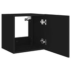 Mobili TV a Parete con Luci LED 2pz Neri 40,5x35x40 cm