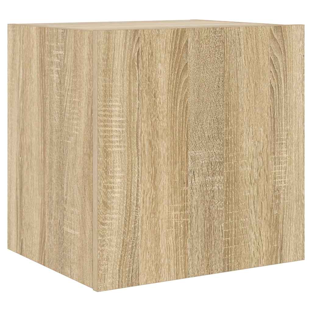 Mobile TV a Parete con Luci LED Rovere Sonoma 40,5x35x40 cm