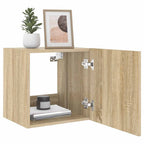 Mobile TV a Parete con Luci LED Rovere Sonoma 40,5x35x40 cm