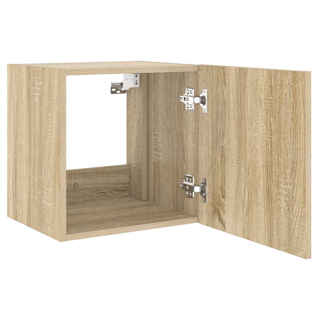 Mobile TV a Parete con Luci LED Rovere Sonoma 40,5x35x40 cm